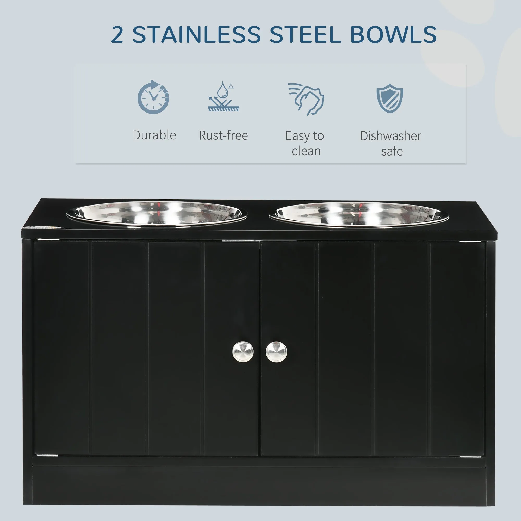 PawHut Raised Dog Bowls for Large Dogs Pet Feeding Station with Stand