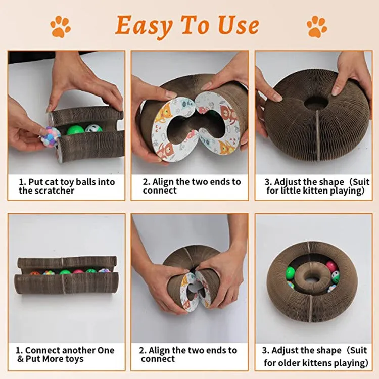 Perfect gift Magic Organ Cat Claw Board Foldable Cat Scratch Board Interactive Scratcher Cat Toy With Bell(10 Pack)