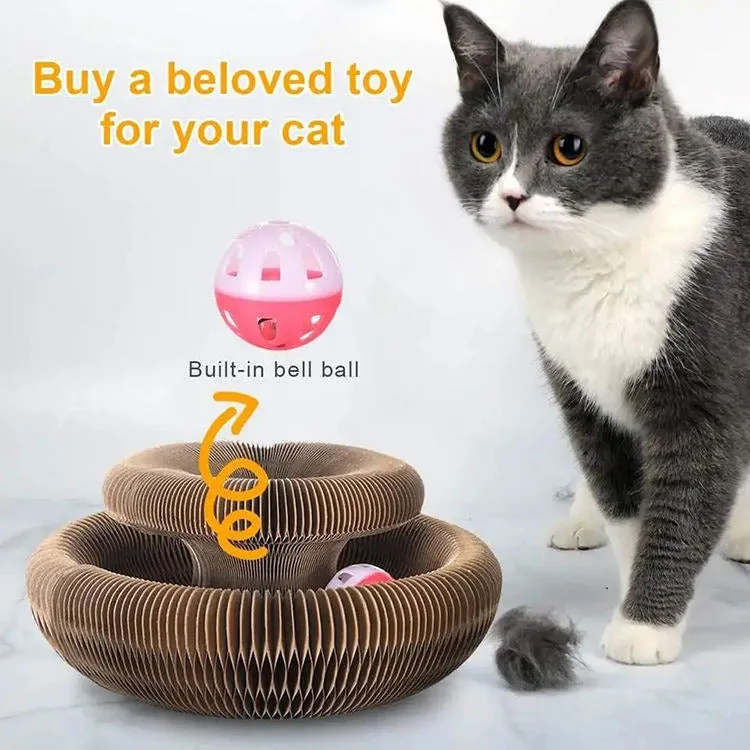 Perfect gift Magic Organ Cat Claw Board Foldable Cat Scratch Board Interactive Scratcher Cat Toy With Bell(10 Pack)