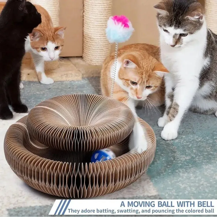 Perfect gift Magic Organ Cat Claw Board Foldable Cat Scratch Board Interactive Scratcher Cat Toy With Bell(10 Pack)