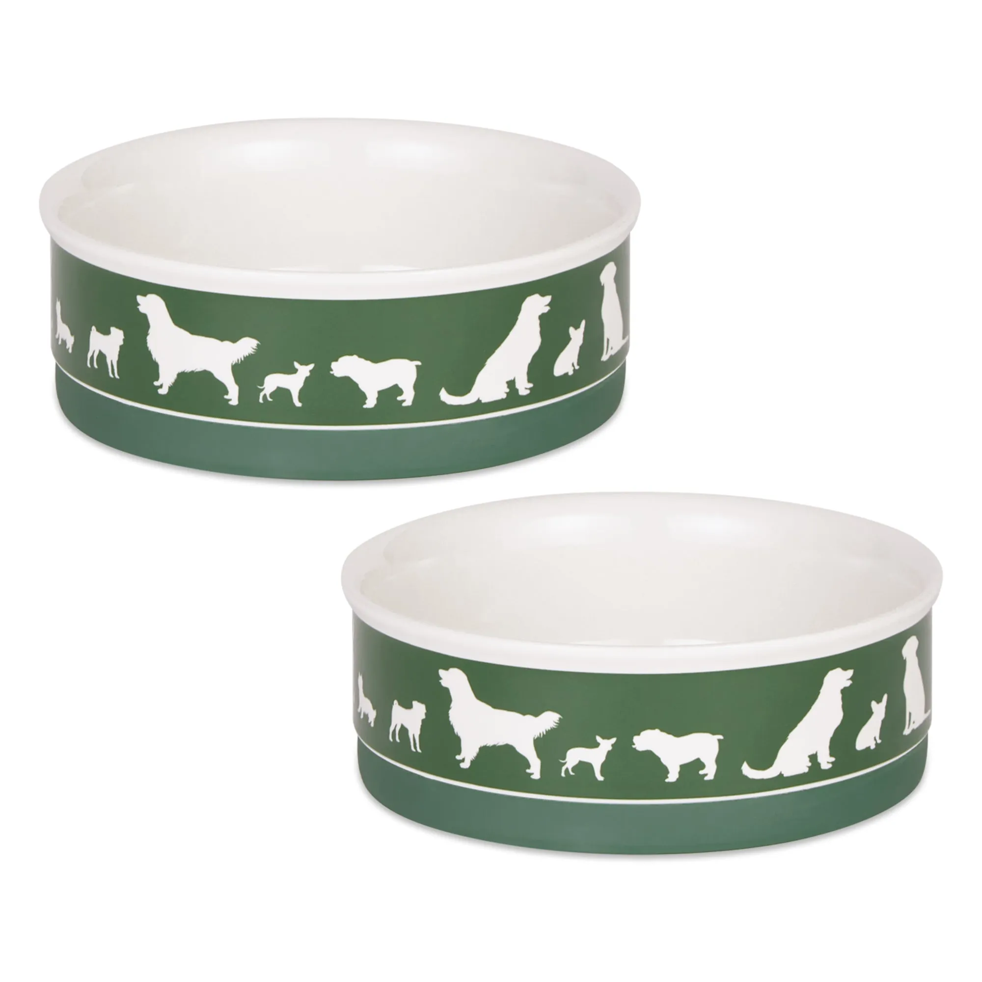 Pet Bowl Dog Show Hunter Green Medium 6Dx2H Set of 2