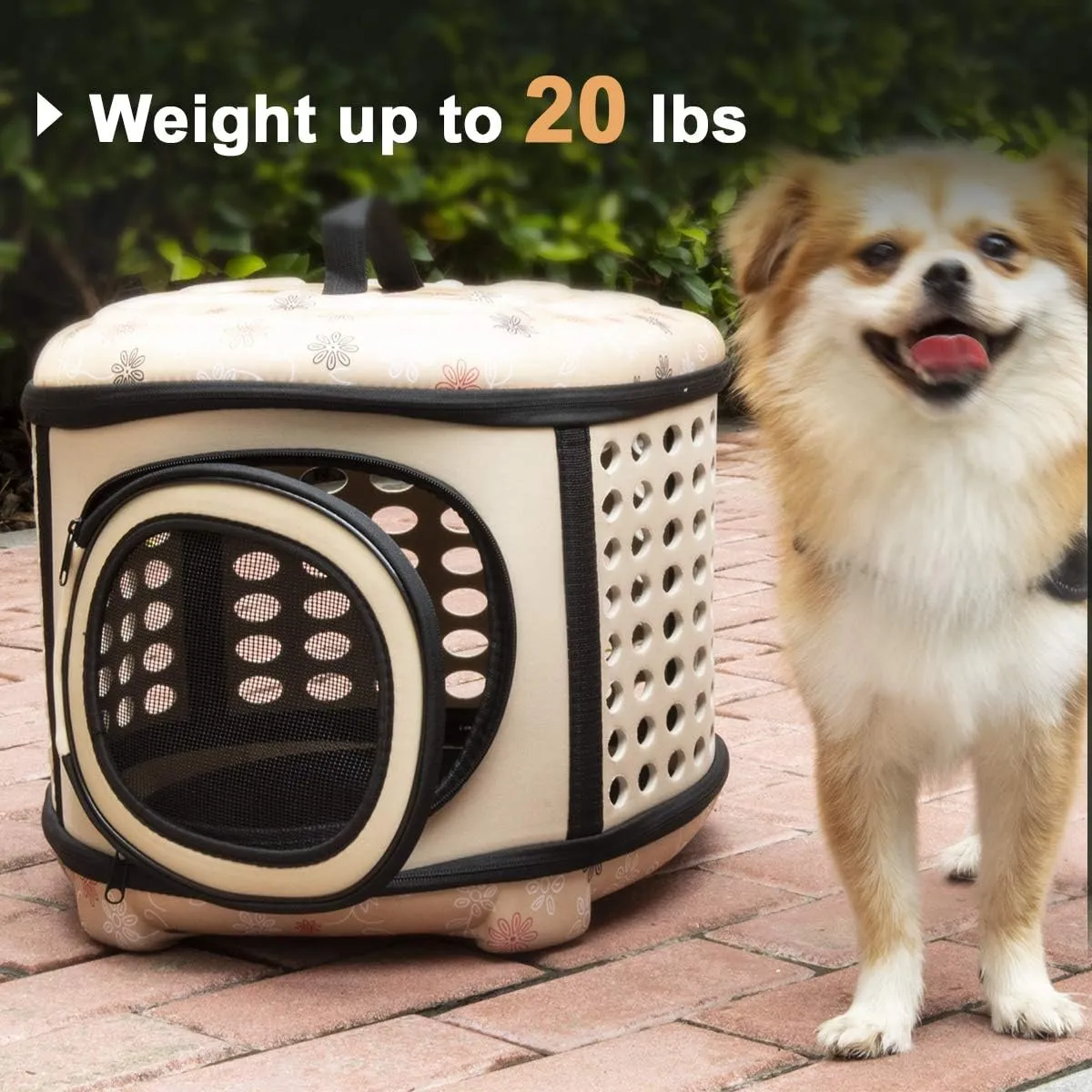 Pet Carriers Handbag Cage Portable Foldable Cage for Dog Cat Puppy Travel and Outdoor Activities Beige