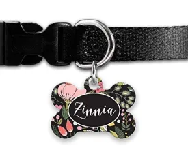 Pet Id Tag for Dogs, Floral Dog Tag, Girl Dog Tag, Personalized dog Tag, Watercolor Design, Double Sided, Collar Tag for Dogs