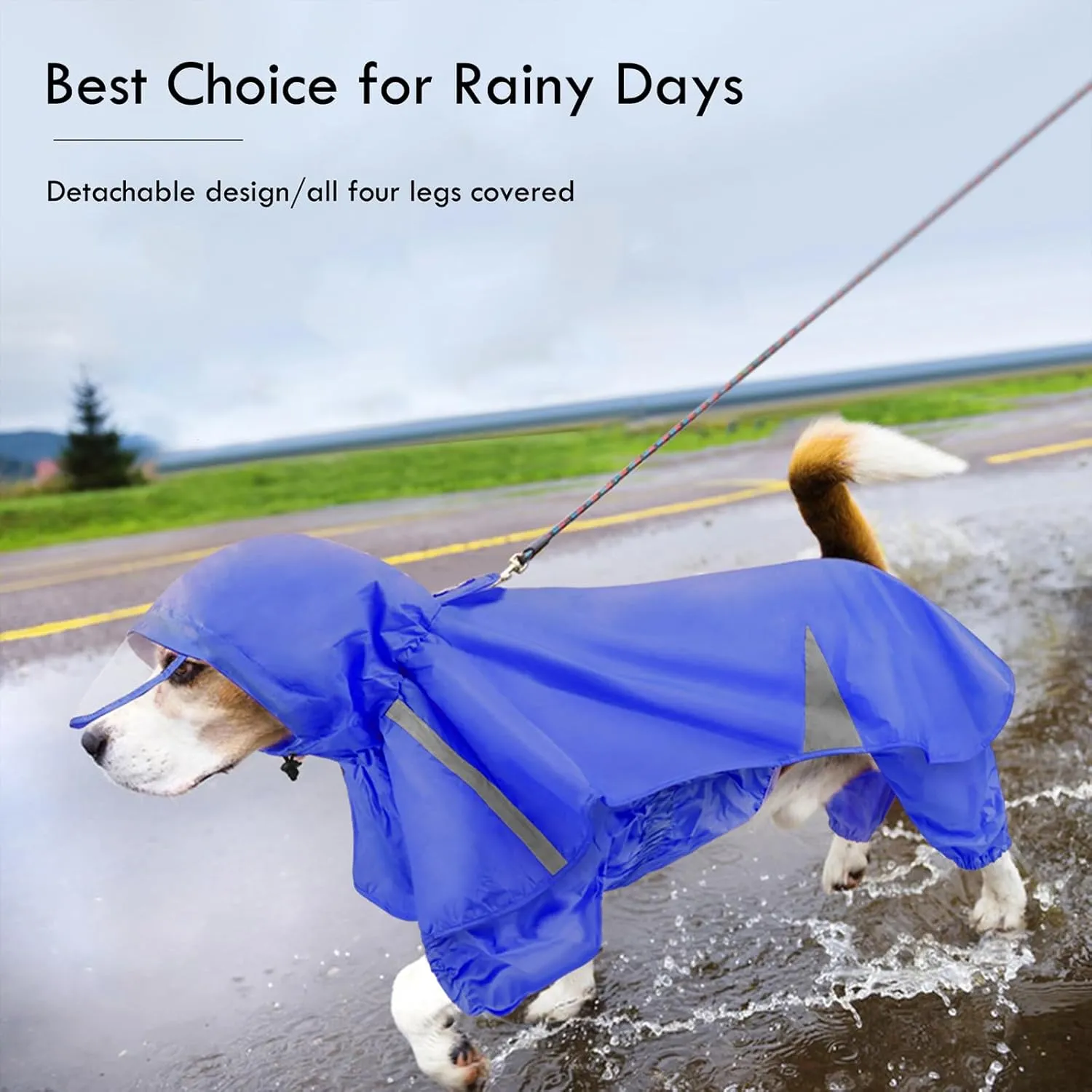 SEIS 2 Pcs Large Dog Raincoat Hooded Split Labrador Poncho and Hoodie Waterproof Pet Rain Wear Breathable Dogs Suit for Medium Large Dogs Golden Retriever German Shepherd (Blue, 2XL)