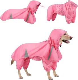 SEIS 2 Pcs Large Dog Raincoat Hooded Split Labrador Poncho and Hoodie Waterproof Pet Rain Wear Breathable Dogs Suit for Medium Large Dogs Golden Retriever German Shepherd (Pink, 2XL)