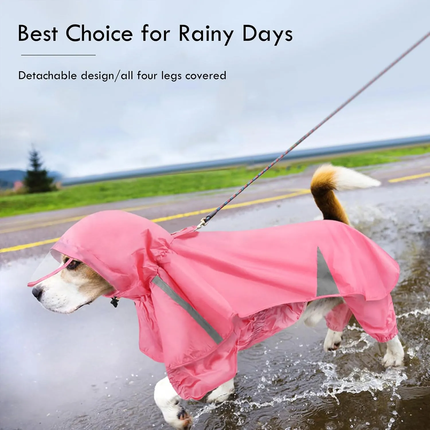 SEIS 2 Pcs Large Dog Raincoat Hooded Split Labrador Poncho and Hoodie Waterproof Pet Rain Wear Breathable Dogs Suit for Medium Large Dogs Golden Retriever German Shepherd (Pink, 2XL)