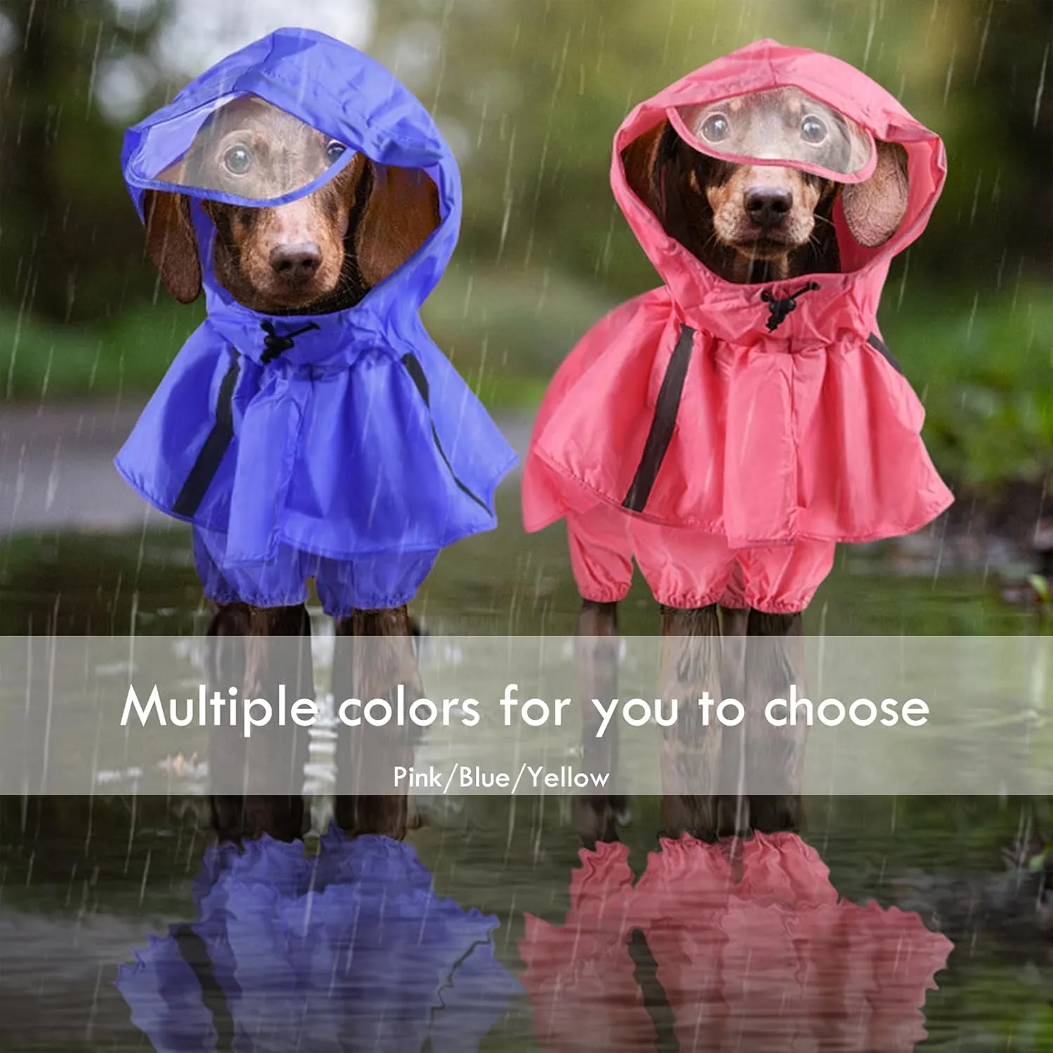 SEIS 2 Pcs Large Dog Raincoat Hooded Split Labrador Poncho and Hoodie Waterproof Pet Rain Wear Breathable Dogs Suit for Medium Large Dogs Golden Retriever German Shepherd (Pink, 2XL)
