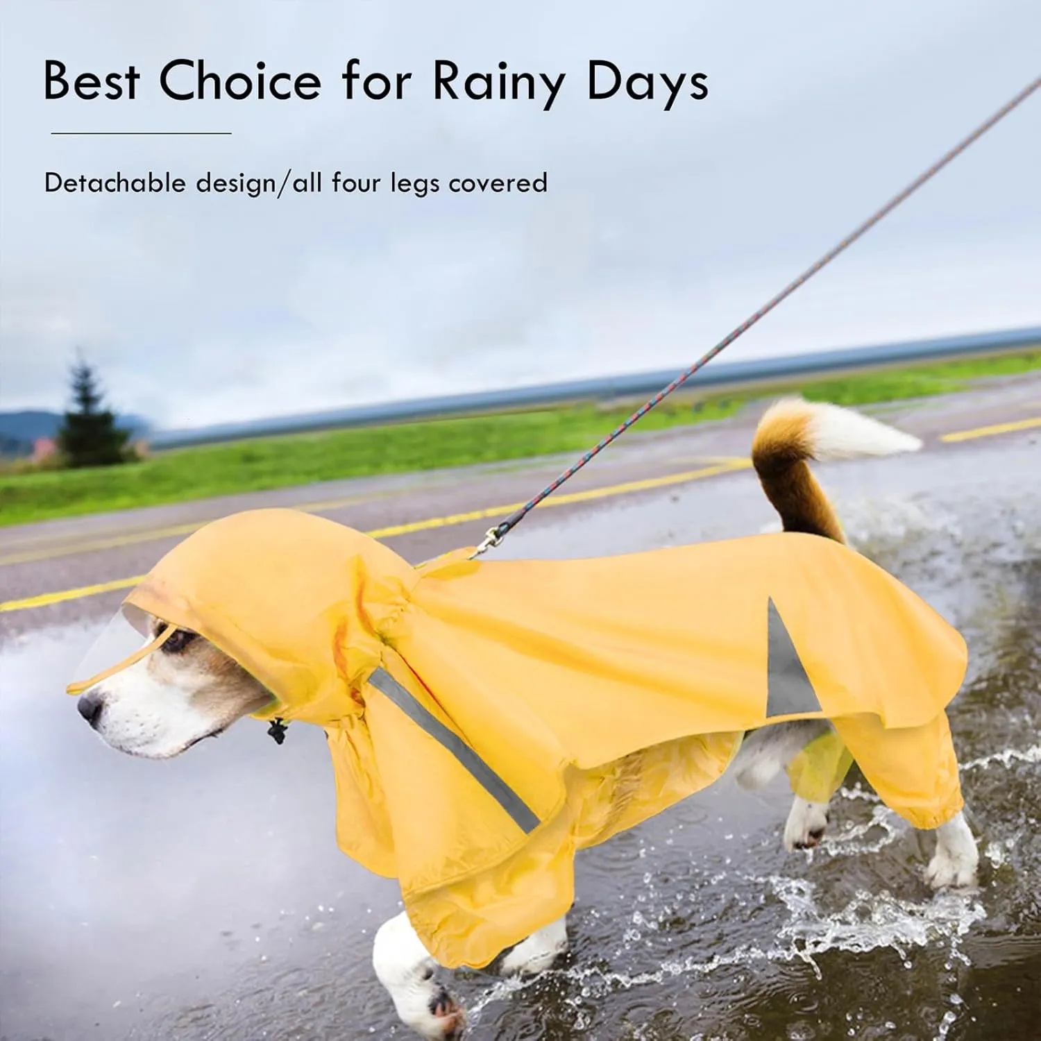 SEIS 2 Pcs Large Dog Raincoat Hooded Split Labrador Poncho and Hoodie Waterproof Pet Rain Wear Breathable Dogs Suit for Medium Large Dogs Golden Retriever German Shepherd (Yellow, 2XL)