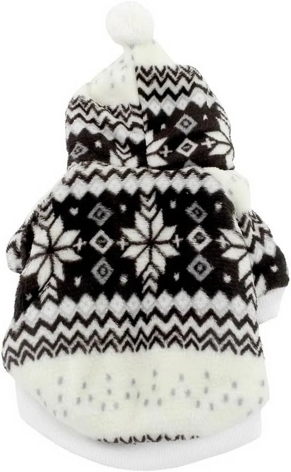 SELMAI Dog Christmas Outfit Snowflake Dog Coat Fleece Lined Dog Coat Hoodie Red L