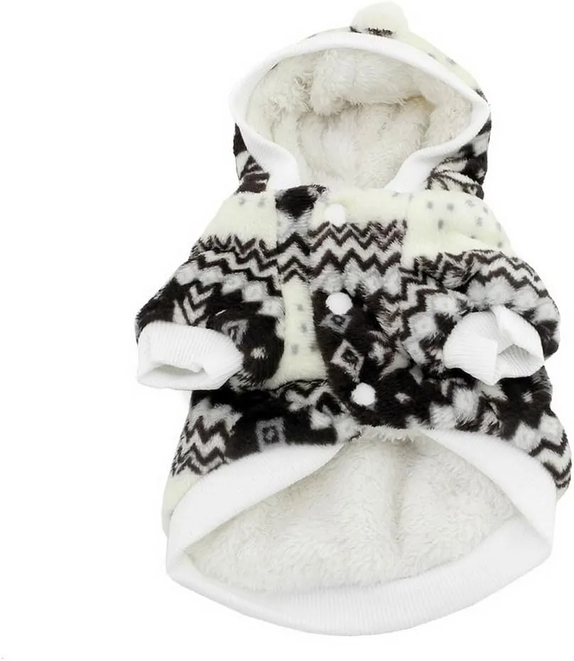 SELMAI Dog Christmas Outfit Snowflake Dog Coat Fleece Lined Dog Coat Hoodie Red L