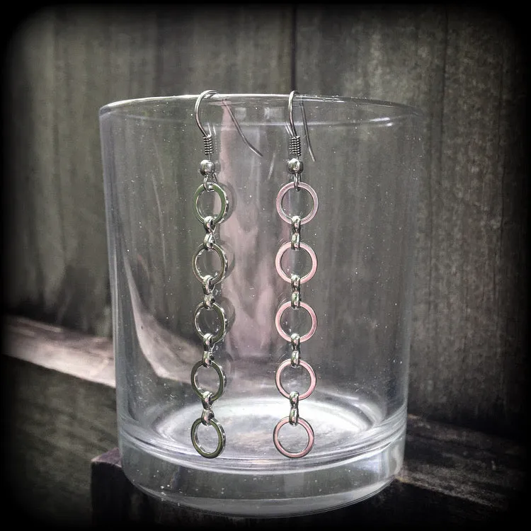 Silver circle earrings-Geometric earrings