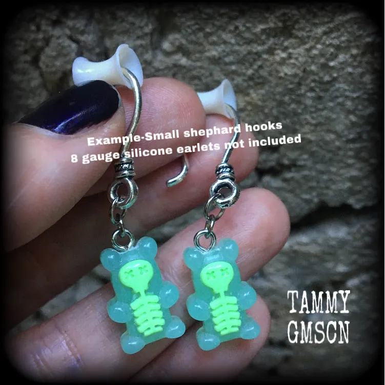 Skeleton gummy bear earrings-Halloween earrings