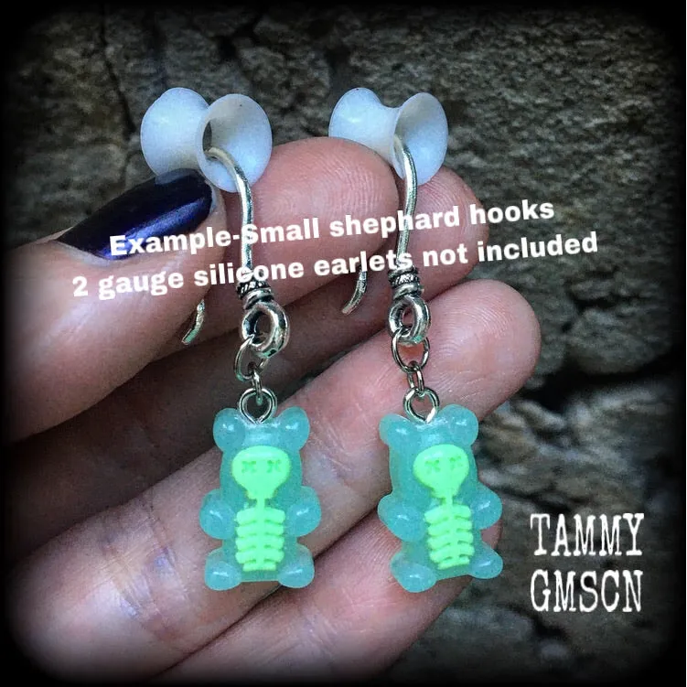 Skeleton gummy bear earrings-Halloween earrings