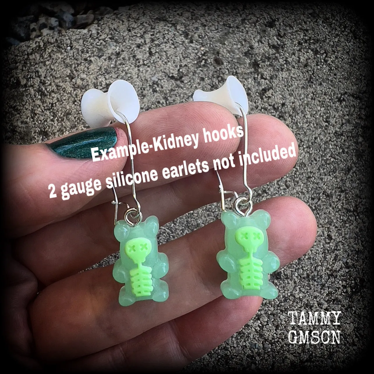 Skeleton gummy bear earrings-Halloween earrings