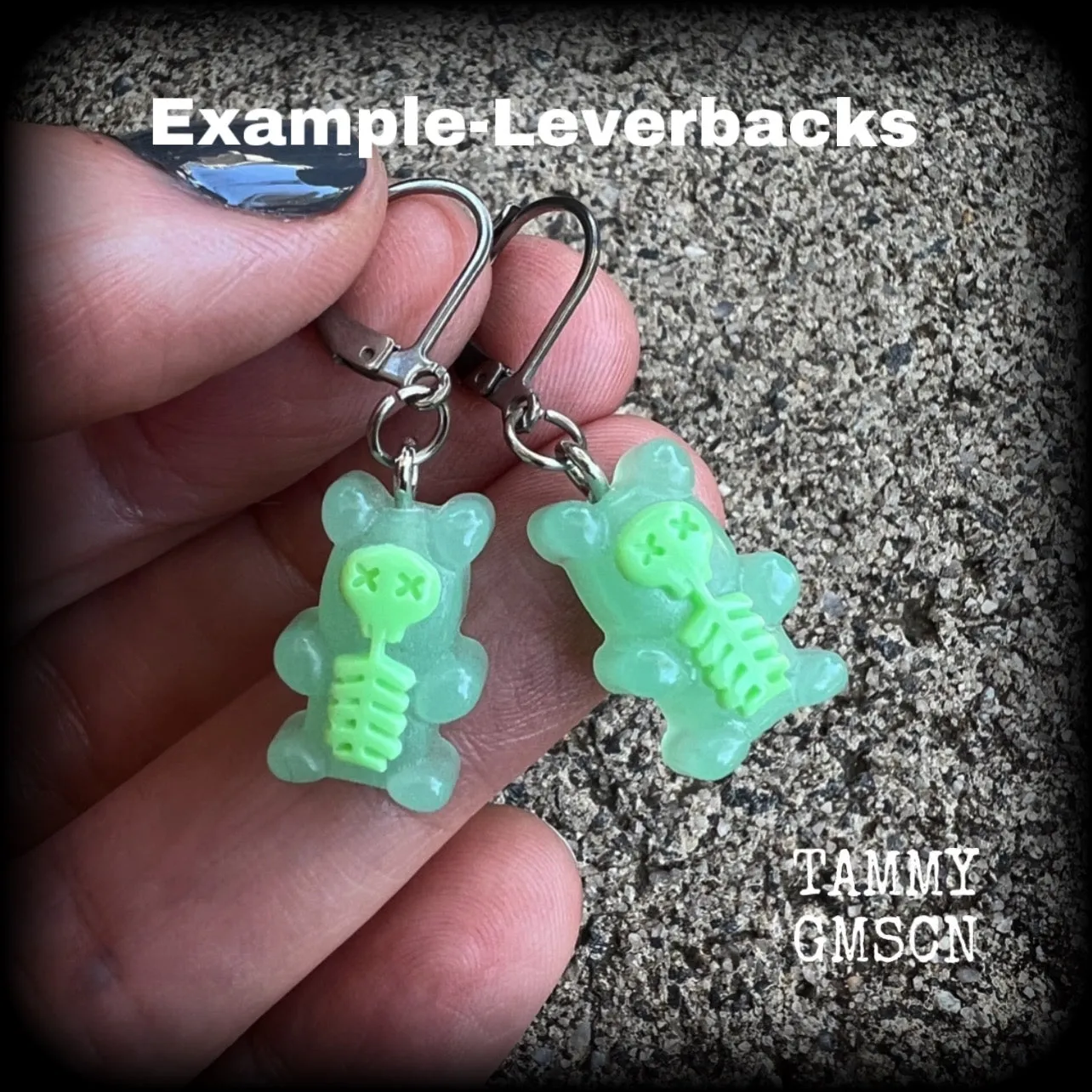 Skeleton gummy bear earrings-Halloween earrings