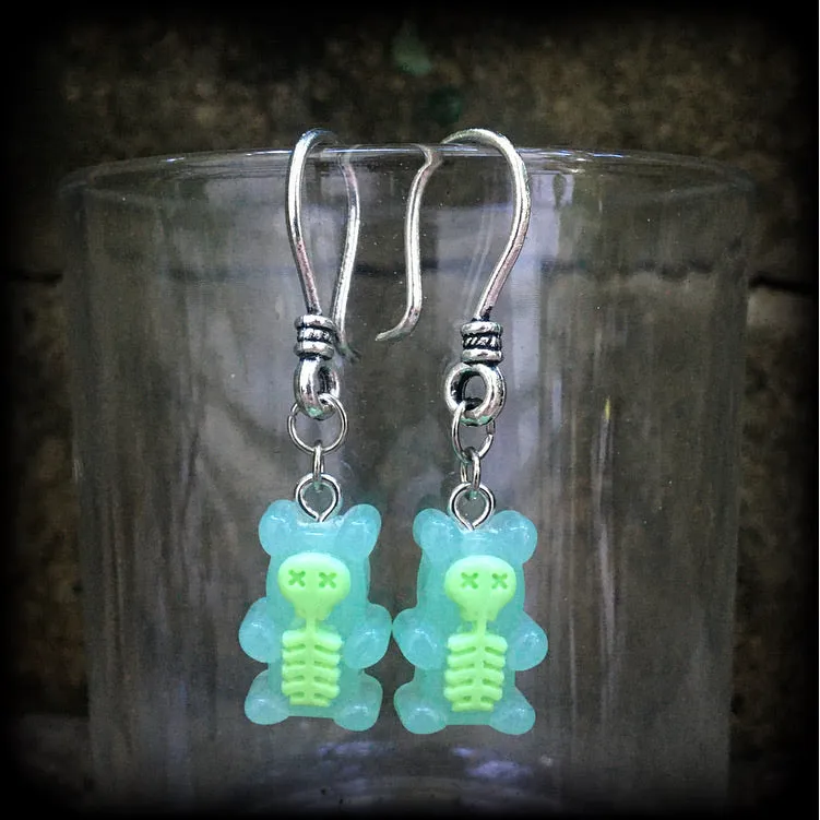 Skeleton gummy bear earrings-Halloween earrings