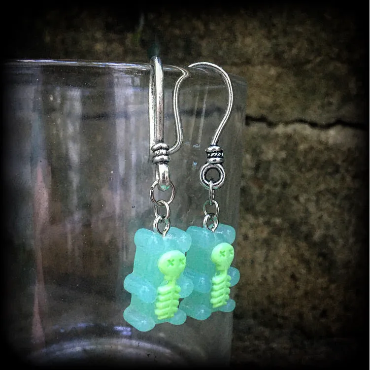 Skeleton gummy bear earrings-Halloween earrings