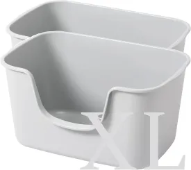 Smart Paws Extra Large Jumbo Cat Litter Box for Maine Coon Cats, Open Top High-Sided Anti-Splash Litter Pans, Durable XL Kitty Bathroom for Multi-Cat Households (Pack of 2 (Grey))