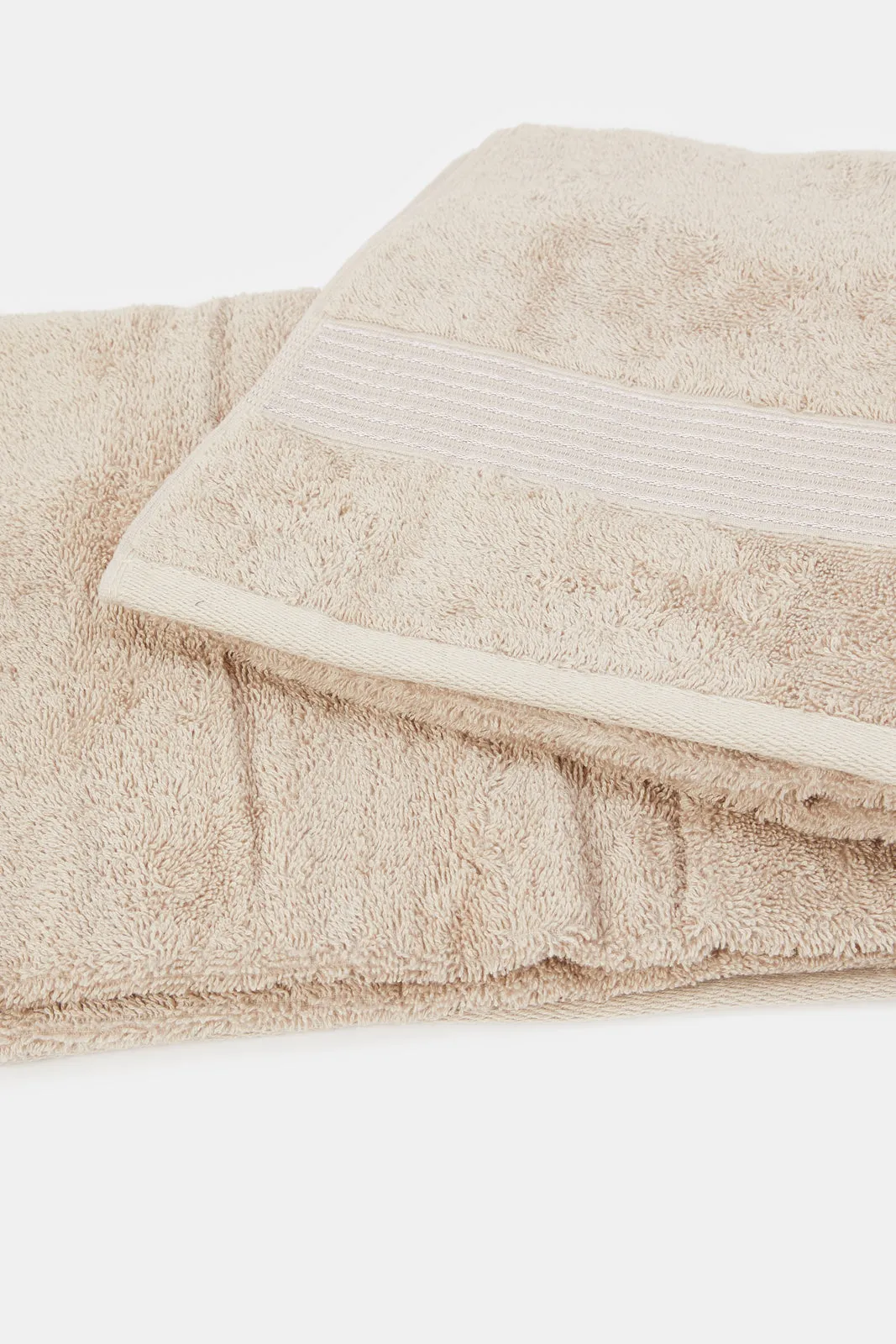 Taupe Soft Cotton Bath Towel With Viscose Border