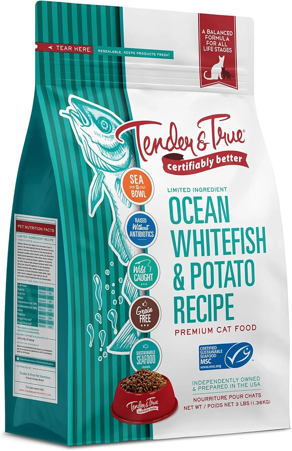 Tender & True Ocean Whitefish & Potato Recipe Cat Food, 3 lb