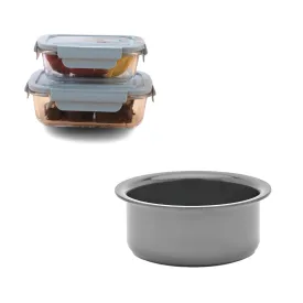 The Better Home Food Containers Blue (Pack of 2) | Food Jars & Containers|Food Storage For Kitchen & SAVYA HOME 3mm HA Tope (16cm)-1.0ltr |Pack and Store Combo (2 Containers   Tope)