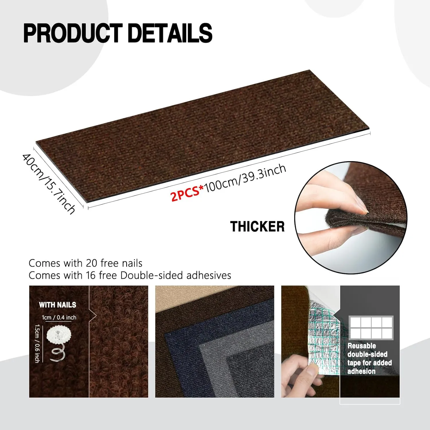Total 78.7x15.7 in, 2 Pcs Cat Scratch Furniture Protector, Trimmable Couch Protector from Cat Claws, DIY Cat Scratcher for Couch Furniture or Wall Protector, and Covering Cat Tower(Brown)