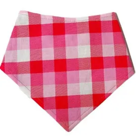 Valentine Plaid Snap On Bandana,  S (10-14") collar size