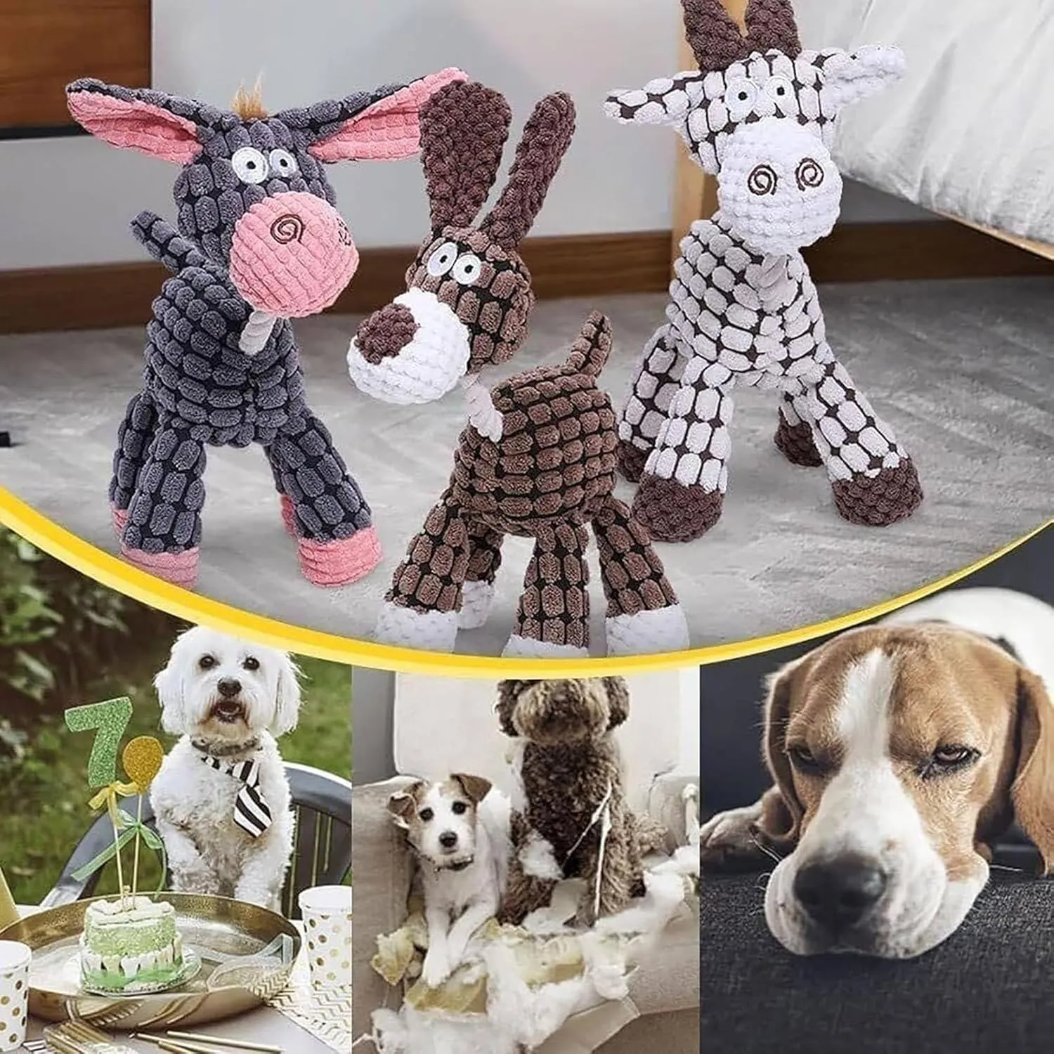 Vianys Bite Buddy, Shirem Bite Buddy, Bite Buddy Chew Toy for Dogs, Indestructible Dog Toy with Squeak, Cute Soft Resistant Dog Toys for Aggressive Chewers (2 PCS E)