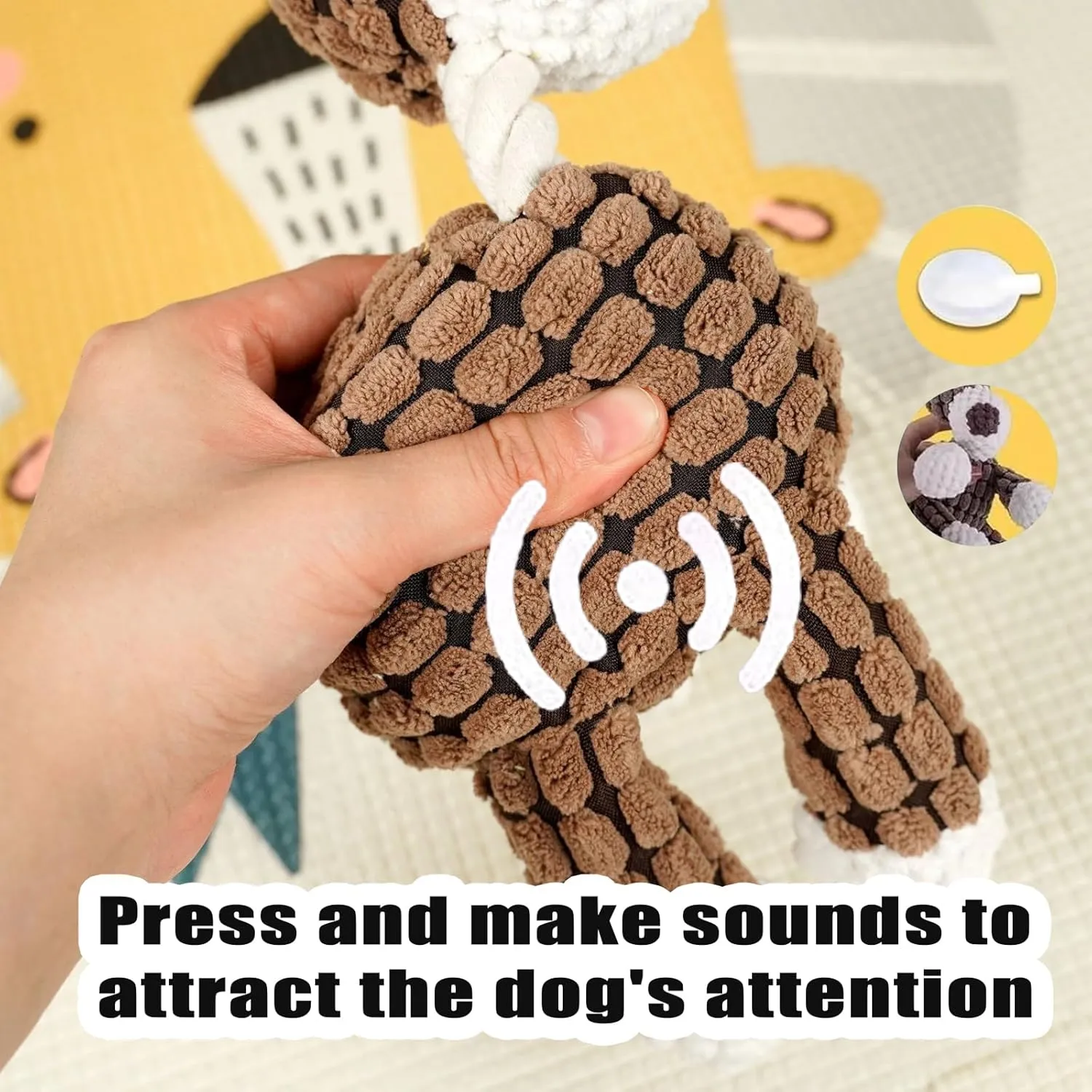 Vianys Bite Buddy, Shirem Bite Buddy, Bite Buddy Chew Toy for Dogs, Indestructible Dog Toy with Squeak, Cute Soft Resistant Dog Toys for Aggressive Chewers (2 PCS E)