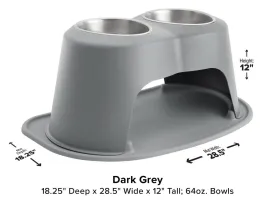WeatherTech Double High Pet Feeding System - 12" with 64 oz Stainless Steel Bowls