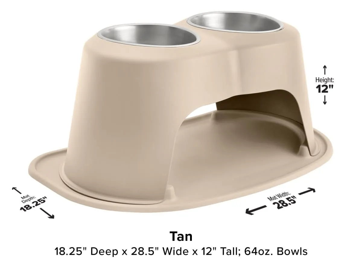 WeatherTech Double High Pet Feeding System - 12" with 64 oz Stainless Steel Bowls