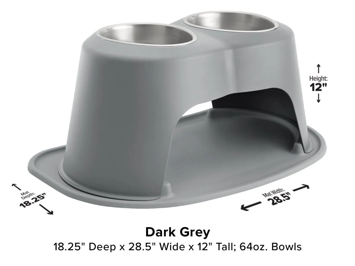 WeatherTech Double High Pet Feeding System - 12" with 64 oz Stainless Steel Bowls