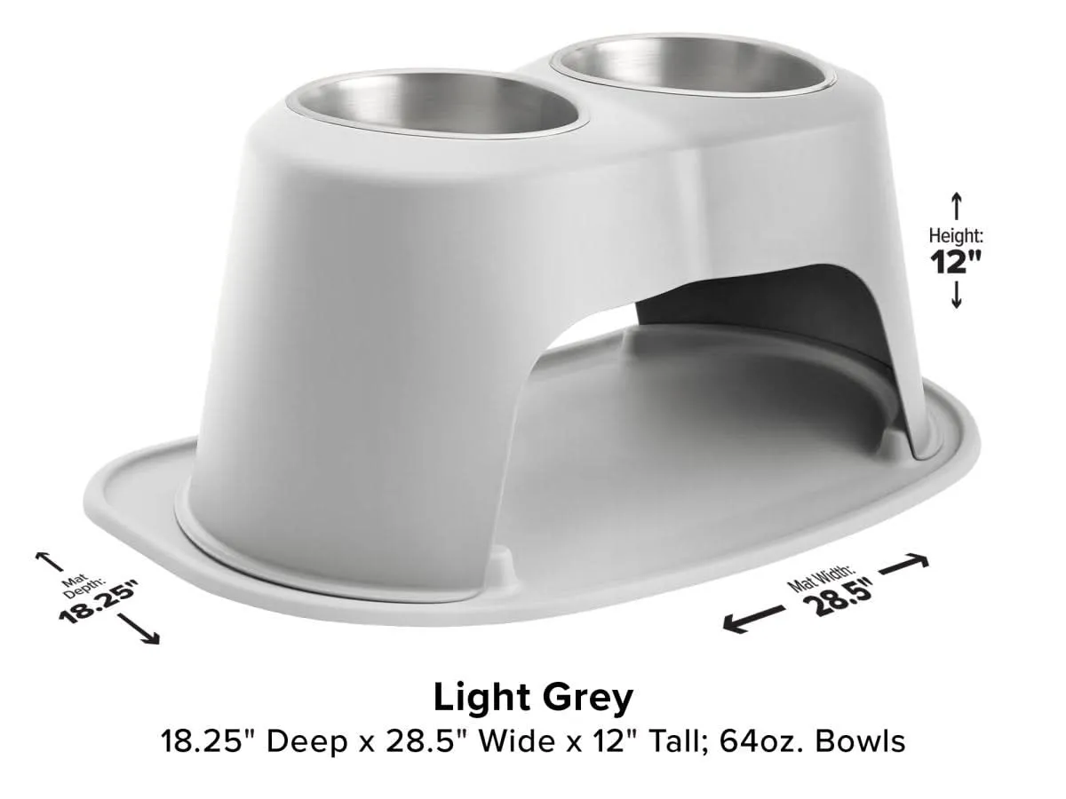 WeatherTech Double High Pet Feeding System - 12" with 64 oz Stainless Steel Bowls