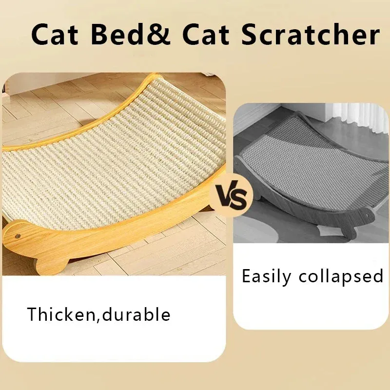 Wooden Scratching & Detachable Wear-resistant Pads Multifunction Cats Sleeping Bed